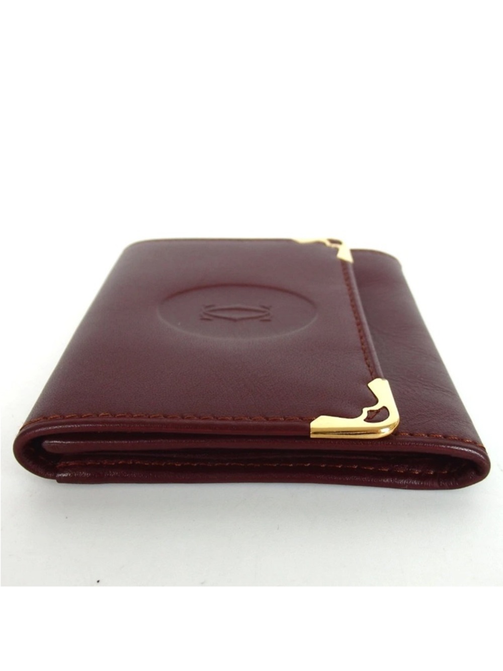 Cartier Burgundy Leather Wallet with Gold Corner Hardware - Picture 4 of 9